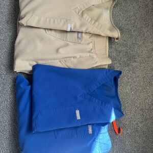 Blue and Tan Scrub Tops